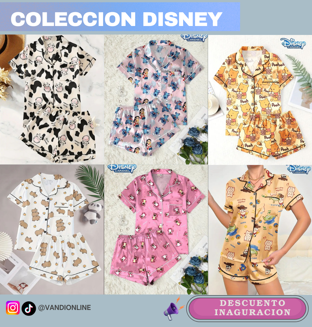 PIJAMA EN SATIN CON ESTAMPADOS ANIMADOS