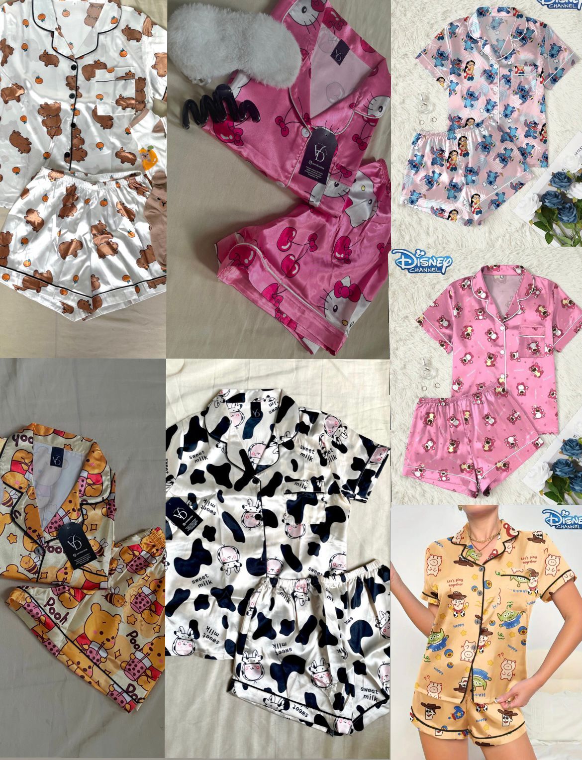 PIJAMA EN SATIN CON ESTAMPADOS ANIMADOS